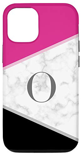 iPhone 12 12 Pro Color Block Geometric Initial Letter O Monogram Pink Black Case