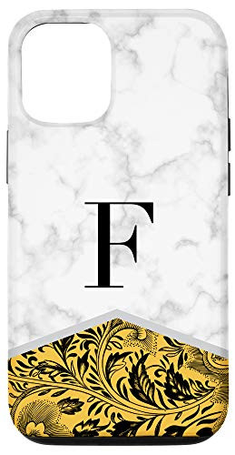 iPhone 12 12 Pro Initial Letter F Monogram Citrus Color Block Classy Floral Case