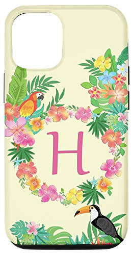 iPhone 12 12 Pro Summer Tropical Flowers Phone Case Initial H Summer Lover Case