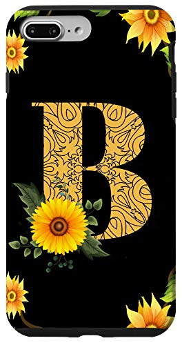 iPhone 7 Plus 8 Plus Sunflower Letter B phone case Elegant Initial Monogram Gift Case