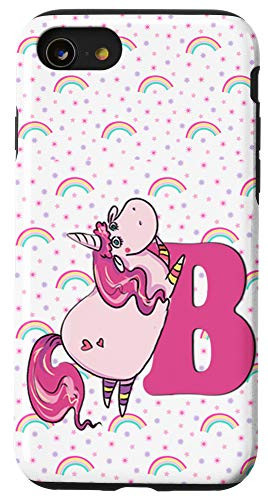 iPhone SE _2020_   7   8 Unicorn Letter B Rainbow Monogram  inch B inch  Initial Girls Gift Case