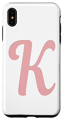 iPhone XS Max Rose Pink Monogram K Initial Capital Letter K Gifts Phone Case