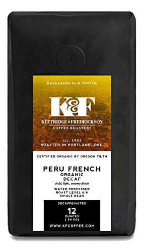 K and F Coffee_ Peru French Decaf_ Organic Coffee_ Dark Roast _ 12 oz _Whole Bean_