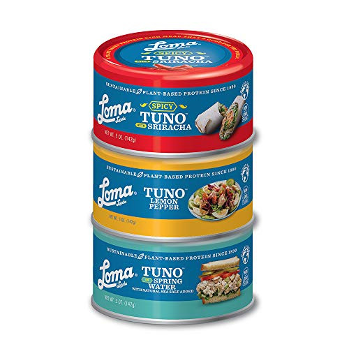 Loma Linda Tuno _ Plant_Based _ Variety Pack _5 oz._ _Pack of 3_ _ Non_GMO_ Ocean Safe_ Omega 3_ Seafood Alternative Loma Linda Tuno _ Plant_Based _ Variety Pack _5 oz._ _Pack of 3_ _ Non_GMO_ Ocean Safe_ Omega 3_ Seafood Alternative