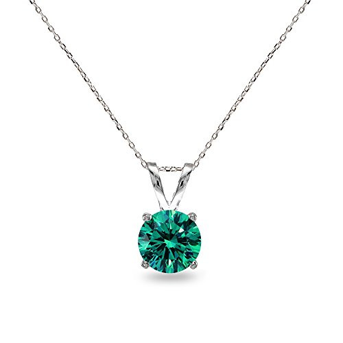 Sterling Silver Blue 7mm Round Solitaire Pendant Necklace Made with Swarovski Crystals Sterling Silver Blue 7mm Round Solitaire Pendant Necklace Made with Swarovski Crystals