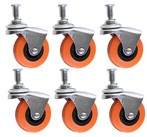 Vanitek 6 Pack Heavy-Duty 2.5" Swivel Caster Wheel for Creeper Service Cart Stool Post Mount