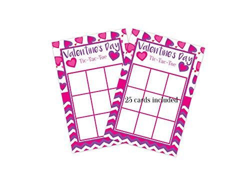 Tic Tac Toe Game_ Valentine's Day Games for kids_ 25 Tic Tac Valentine Cards_ 4x6_ Candy not included