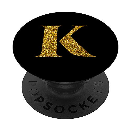 Letter K _ Initial Letter K Golden Monogram PopSockets Grip and Stand for Phones and Tablets