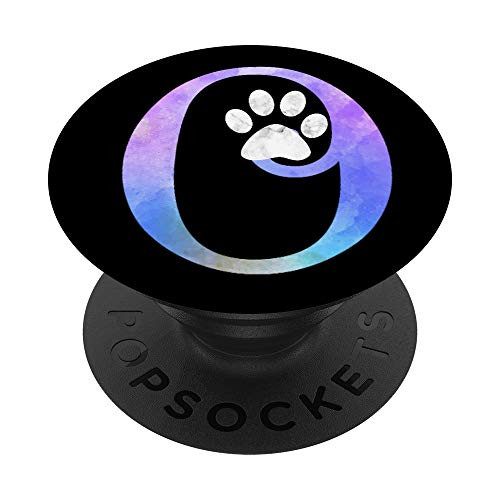 Letter O watercolor cat_ dog paw monogram_ initial O PopSockets PopGrip  Swappable Grip for Phones  and  Tablets