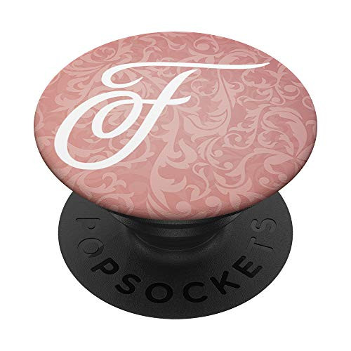 Custom Pop F Initial F Monogram Rose Gold Script Cursive PopSockets Grip and Stand for Phones and Tablets