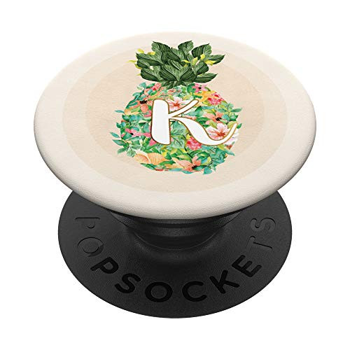 Pineapple Floral Tropical Monogram Name Initial Letter K PopSockets Grip and Stand for Phones and Tablets