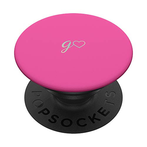 Rainbow Initial Letter G Heart Minimalist Pink PopSockets PopGrip  Swappable Grip for Phones  and  Tablets