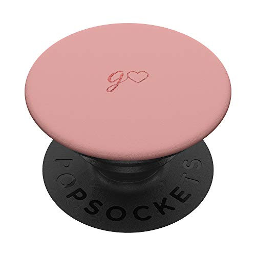 Red Initial Letter G Heart Minimalist Rose PopSockets PopGrip  Swappable Grip for Phones  and  Tablets