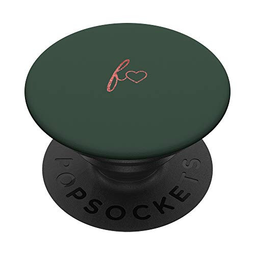 Red Initial Letter F Heart Minimalist Forrest Green PopSockets PopGrip  Swappable Grip for Phones  and  Tablets