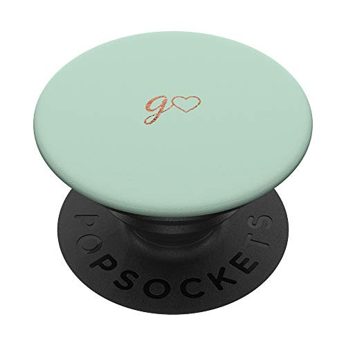 Rose Initial Letter G Heart Minimalist Green PopSockets PopGrip  Swappable Grip for Phones  and  Tablets