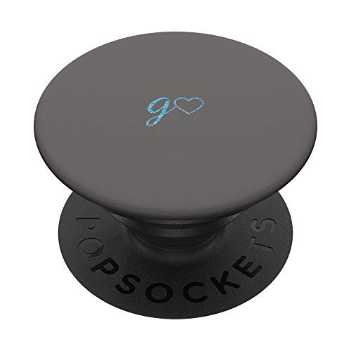Blue Initial Letter G Heart Minimalist Gray PopSockets PopGrip  Swappable Grip for Phones  and  Tablets