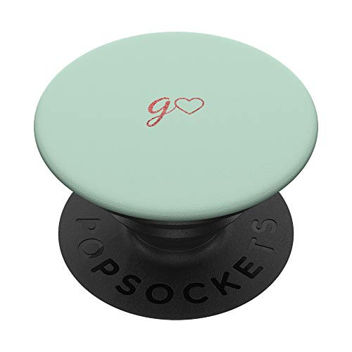 Red Initial Letter G Heart Minimalist Green PopSockets PopGrip  Swappable Grip for Phones  and  Tablets