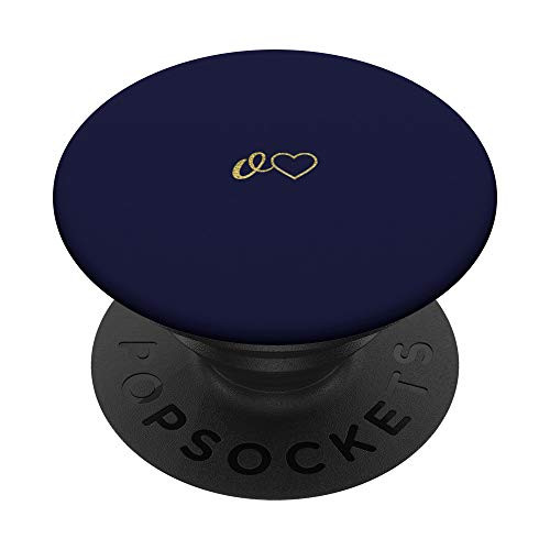 Yellow Initial Letter O Heart Minimalist Navy Blue PopSockets PopGrip  Swappable Grip for Phones  and  Tablets