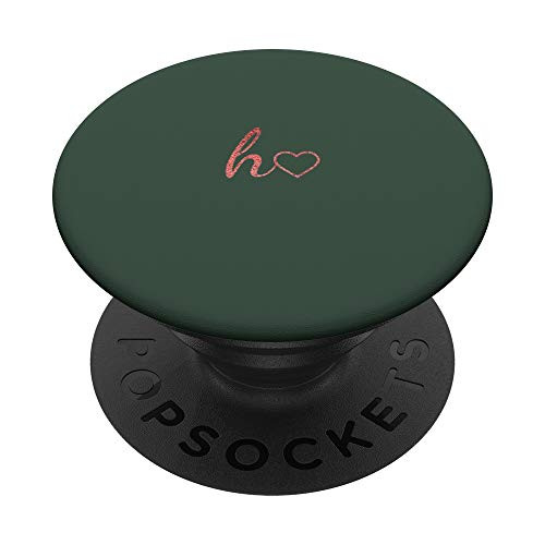 Red Initial Letter H Heart Minimalist Forrest Green PopSockets PopGrip  Swappable Grip for Phones  and  Tablets