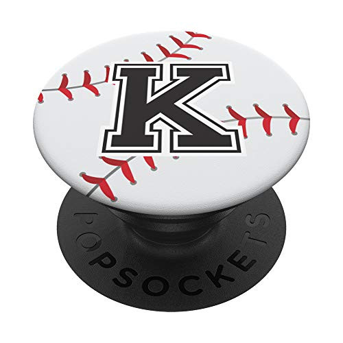 Baseball Monogram Initial Letter K Phone Grip PopSockets Grip and Stand for Phones and Tablets