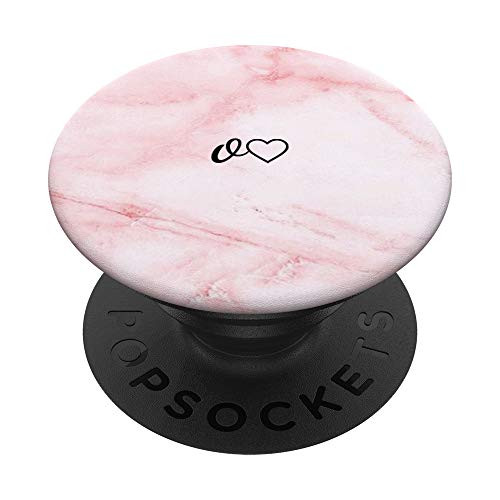 Black Initial Letter O Heart Minimalist Pink White PopSockets PopGrip  Swappable Grip for Phones  and  Tablets