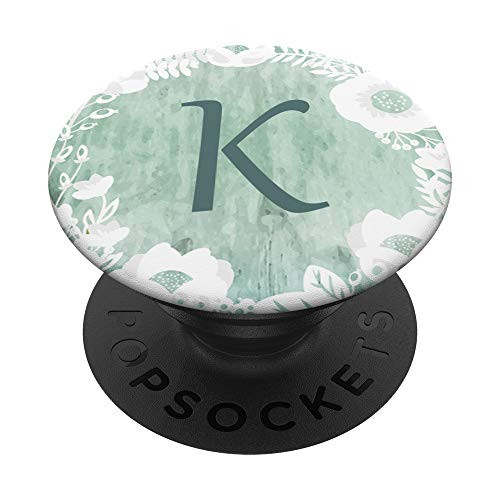 Letter K Gift Floral Grunge Monogram Initial K PopSockets Grip and Stand for Phones and Tablets