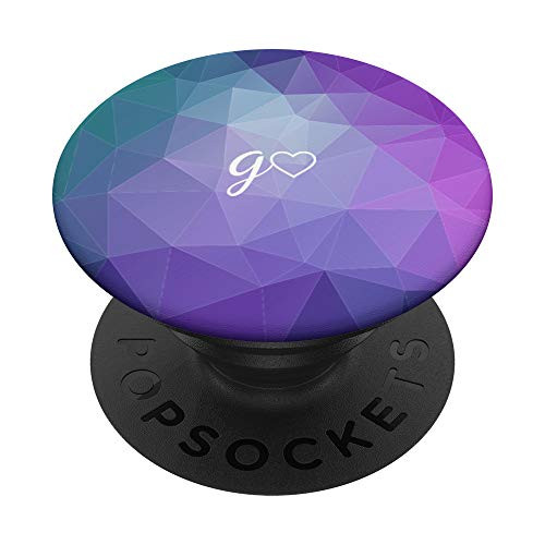 White Initial Letter G Heart Minimalist Teal Purple Polygon PopSockets PopGrip Swappable Grip for Phones and Tablets White Initial Letter G Heart Minimalist Teal Purple Polygon PopSockets PopGrip Swappable Grip for Phones and Tablets