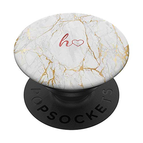 Red Initial Letter H Heart Minimalist Yellow White PopSockets PopGrip  Swappable Grip for Phones  and  Tablets