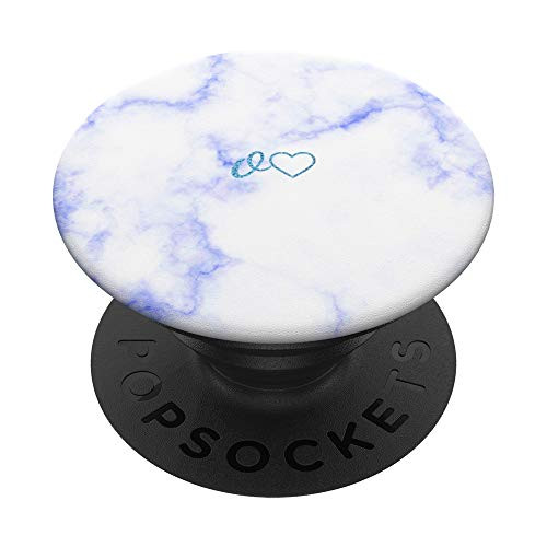 Blue Initial Letter O Heart Minimalist Blue White PopSockets PopGrip  Swappable Grip for Phones  and  Tablets