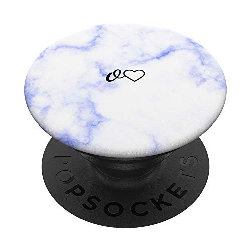 Black Initial Letter O Heart Minimalist Blue White PopSockets PopGrip  Swappable Grip for Phones  and  Tablets
