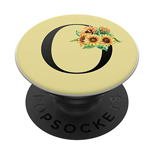 Sunflowers Personalized Floral Capital O Initial Letter PopSockets PopGrip  Swappable Grip for Phones  and  Tablets