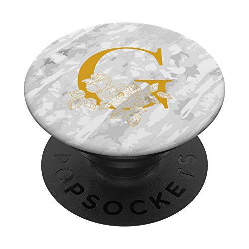 Monogram Letter Initial G White PopSockets PopGrip  Swappable Grip for Phones  and  Tablets