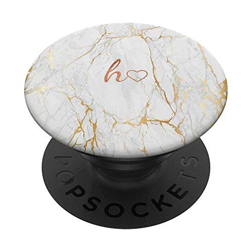 Rose Initial Letter H Heart Minimalist Yellow White PopSockets PopGrip  Swappable Grip for Phones  and  Tablets