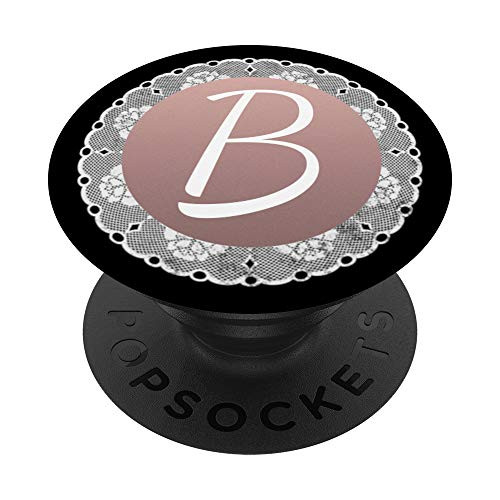 Monogram Pop Rose Pink with Letter B Phone Stand Initial B PopSockets Grip and Stand for Phones and Tablets