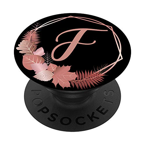 Letter F Initial Geometric Autumn Leaf Monogram PopSockets PopGrip  Swappable Grip for Phones  and  Tablets