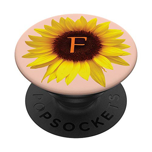 Yellow Sunflower Letter F Monogram PopSockets PopGrip  Swappable Grip for Phones  and  Tablets