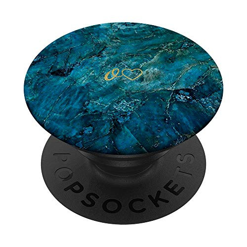 Yellow Initial Letter O Heart Minimalist Blue PopSockets PopGrip  Swappable Grip for Phones  and  Tablets