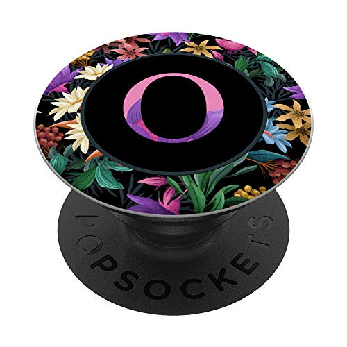 Personalized Girly Tropical Floral Capital O Initial Letter PopSockets PopGrip  Swappable Grip for Phones  and  Tablets