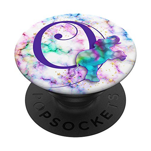 Purple Letter O Initial Elephant Watercolor Monogram PopSockets PopGrip  Swappable Grip for Phones  and  Tablets
