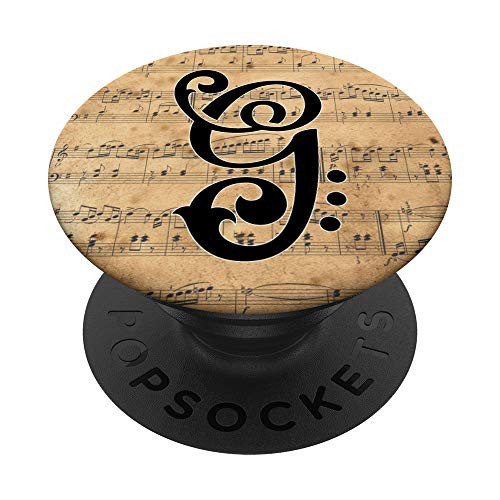 Monogram Initial of Capital Letter G on Vintage Sheet Music PopSockets PopGrip  Swappable Grip for Phones  and  Tablets