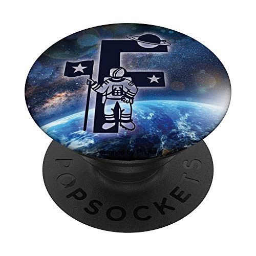 Letter F Initial Astronaut Nebula Monogram PopSockets PopGrip  Swappable Grip for Phones  and  Tablets