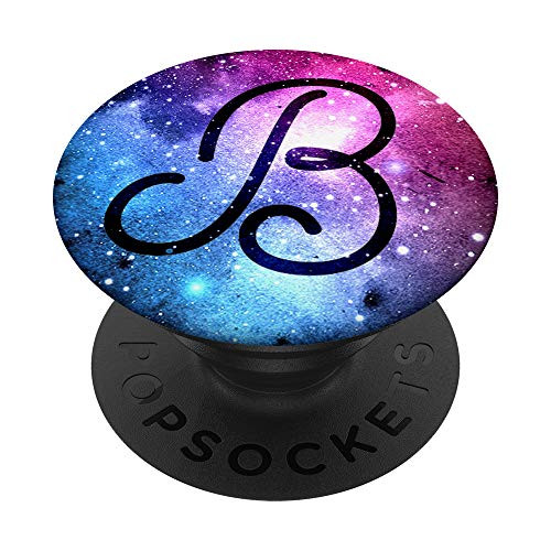 Letter B Space Stars Galaxy Monogram First Last Name PopSockets Grip and Stand for Phones and Tablets