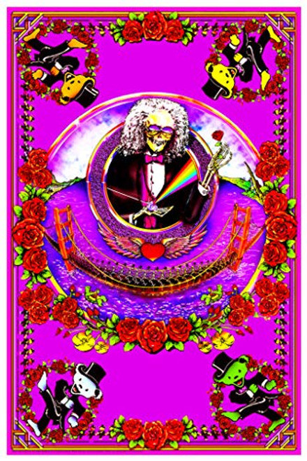 Studio B Grateful Dead Deadheads Across Golden Gate Bridge Non Flocked UV Black Light Blacklight Poster 24x36