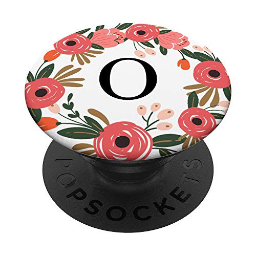 First  and  Last Initial Letter O Floral Wreath Monogram AAN015 PopSockets Grip and Stand for Phones and Tablets