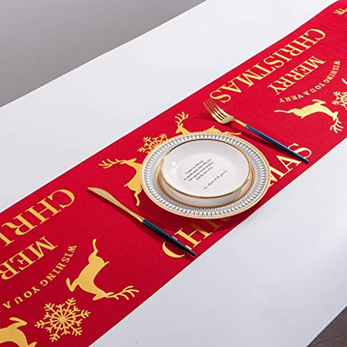 GBSELL Christmas Table Runners _ 270CM Linen Christmas Snowflake Snowman Table Runner for Home Kitchen Table Dining Christmas Holiday Decorations _G_