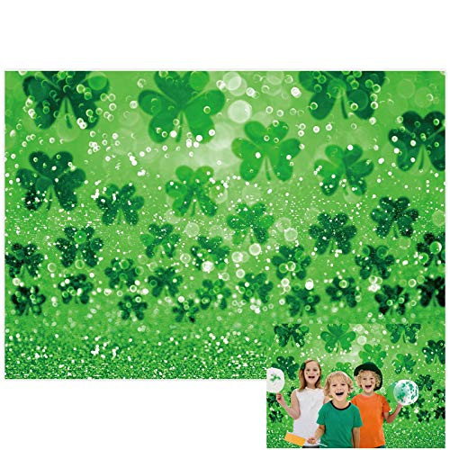 Allenjoy 7x5ft Happy St. Patrick's Day Backdrop Spring Bokeh Sequins Lucky Green Shamrock Photography Background for Children Family Irish Festival Celebration Party Decor Banner Photo Booth Props