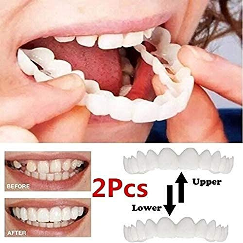 Dsqcai Upper and Lower Teeth Veneers Anti_True Braces Snap on Smile Teeth Whitening Denture Teeth Comfortable Veneer Cover Teeth_Box_Upper and Lower Teeth