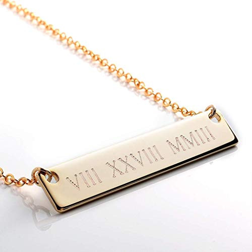 Customize your own Large Roman Numerals Bar Necklace 16k Gold Silver Rose Gold plated multi occasions valentine's Day Christmas Bridesmaid Wedding gift Customize your own Large Roman Numerals Bar Necklace 16k Gold Silver Rose Gold plated multi occasions valentine's Day Christmas Bridesmaid Wedding gift