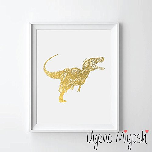 Dinosaur III Gold Foil Art Print Animal Gold Foil Print Home Nursery Room Wall Art Decor Gold Print