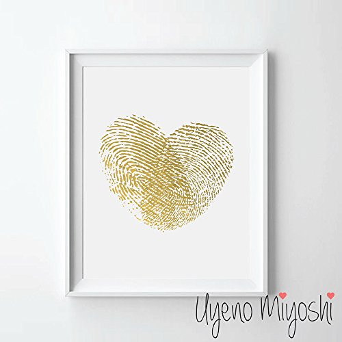 Fingerprint Heart III Gold Foil Art Print Love Hearts Gold Print Home Nursery Room Wall Art Decor Valentine's Day Anniversary Gift Gold Print